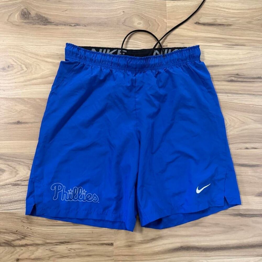 Nike swoosh Dri-Fit Philadelphia Phillies blue shorts MLB size Large